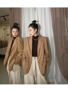 Khaki Suit Jacket Women's New Korean Fashion Oversize Design Casual All Match Fashion Blazer Mujer Office Lady Coat