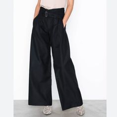 Hope Stockholm Praise Trousers Pants Size 38 / Us 6 Color: Black This Utilitarian Unisex Trouser Features A Wide, Full Leg, Front Pleats And A Self Belt With Silver Metal Buckle At The Waist. Cinch At High-Waist For Paper Bag Effect. True To Size, But On The Longer Side. 60% Viscose, 40% Cotton Wide Leg Pants With Belt Loops For Night Out, Full-length Cargo Pants For Workwear In Spring, Full Length Cargo Pants For Workwear In Spring, Belted Wide Leg Pants For Work, Wide Leg Cargo Pants For Night Out, Chic Belted Full-length Pants, Chic Belted Full Length Pants, Wide Leg Parachute Pants For Spring Workwear, Black Belted Wide Leg Bottoms