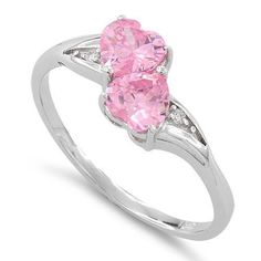 Top of ring height: 8mm

 Top of ring width: 8.6mm


Band width: 3.9mm


Shank width: 1.4mm




Stone material: pink & clear cubic zirconia



Center stone size: 5mm x 5mm



Stone shape: heart shape (center) & round



Center stone carat weight: 0.4 ct.



Total number of CZ stones: 4



Stone setting: basket prong setting





Metal: 925 sterling silver


Plating: rhodium plated 


Finish: high polish Womans Rings, All Black Wedding, Pink Heart Rings, Valentines Day Jewelry, Heart Shaped Diamond Ring, Jewelry Valentines Day, Double Heart Ring, Heart Promise Rings, Padded Pouch