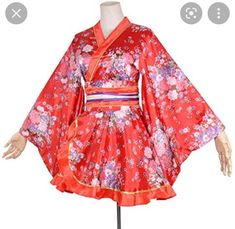 Traditional Yukata, Sakura Pattern, Ceremonial Clothing, Dressing Gown, Accessories Clothing, Japanese Traditional, Type A, Red Color