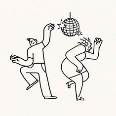 two people are playing with a ball on a white background, one is black and the other is white