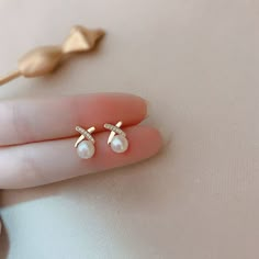 Cross Earrings Studs, Simple Stud Earrings, Mini Earrings, Rhinestone Cross, Unusual Jewelry, Gold Designs, Small Earrings Studs, Birthday Jewelry Gift, Pearl Types