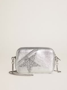 Mini Star Bag in silver metallic leather with Swarovski crystal star | Golden Goose