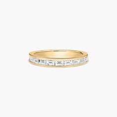 18K Yellow Gold Baguette Wedding Ring ( .70 CTW.). Designed to fit together, side by side, with the same shapes, sizes and setting styles of the engagement ring. Striking and symmetrical! Channel Set Baguette Ring, Matching Engagement Rings, Baguette Wedding Ring, Baguette Wedding Rings, Wedding Ring Stack, Baguette Wedding Band, Channel Setting, Baguette Ring, Baguette Diamonds