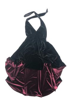 "This item is made to order, please read all the way through the listing before purchasing! The super lux dress is made of our four way stretch velvet. It is so soft and comfy, with a darted halter, banded waist, and hi lo circle cut hemline. The flare from the waist to hemline is lined in burgundy velvet, for a flash of color and depth. Womens Sizing (See below for instructions on where measurements should be taken) XXS: Bust 29\"-30\" / Waist 22\"-23\" / Hips 30\"-32\" Extra Small: Bust 31\"-3 Velvet Halter Dress, Lux Dress, Burgundy Homecoming Dress, The Flare, Black Halter Dress, Burgundy Velvet, Princess Outfits, Stretch Velvet, Cosplay Outfits