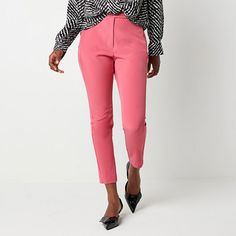 Choose this pair of women's ankle pants from Worthington for a sleek, smooth finish that elevates a casual look when worn with a sweater or tee and heels. They are cut for a slim-fit in a mid-rise from a stretch-twill fabric with a side zip fastening.Front Style: Flat FrontClosure Type: Button & ZipperFit: Regular FitPockets: 2 Back Slip Pockets, 2 Side Zip PocketsRise: At WaistFiber Content: 92% Polyester, 8% SpandexFabric Description: WovenInseam: 28 InLeg Style: Slim LegCare: Tumble Dry, Mach Trendy Tapered Bottoms For Spring, Trendy Ankle-length Workwear Pants, Sleek Slim Fit Bottoms For Spring, Chic Cropped Leg Bottoms For Work, Spring Slim Fit Tapered Leg Bottoms, Slim Fit Tapered Leg Bottoms For Spring, Spring Slim Fit Tapered Leg Pants, Sleek Stretch Bottoms For Spring, Spring Office Cropped Leg Pants