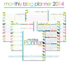 the printable planner is shown in four different colors