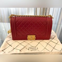 Chanel Gorgeous Quilted Medium Boy Bag Brand New Without Tags- Comes With Dustbag And Authenticity Cards Posh Will Authenticate All Designer Items Free Of Charge Retail $6400 Plus Tax! Luxury Red Square Shoulder Bag, Luxury Burgundy Shoulder Bag With Gold-tone Hardware, Luxury Red Square Bag, Luxury Burgundy Bag For Formal Occasions, Luxury Burgundy Bags For Formal Occasions, Luxury Burgundy Shoulder Bag, Luxury Burgundy Evening Bag, Designer Burgundy Shopping Bag, Designer Burgundy Bag For Shopping