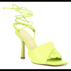 New Gianni Bini Dekota Twisted Band Braided Ankle Wrap Heels In Green Size 6.5 Spring Lace-up Heels, Spring Lace-up 4-inch Heels, Spring Lace-up Heels With Padded Heel, Spring Heels With Wrapped Heel For Night Out, Spring Ankle Tie Fitted Heels, Spring Wrapped Heel Heels For Night Out, Spring Night Out Heels With Wrapped Heel, Spring Ankle Tie Sandals With 4-inch Heel, Spring Heels With Heel Strap And Ankle Tie