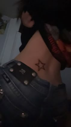 Emo Wrist Tattoos, Y2k Tatoos Ideas, Tv Girl Tattoo, Uwu Tattoo, Small Y2k Tattoos, Star Back Tattoo, Cutie Mark Tattoo, Bite Mark Tattoo, Black Star Tattoo