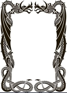 an ornate frame with two snakes in the shape of a dragon on a white background