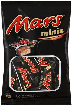 a bag of mars minis is shown on a white background