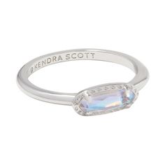 Kendra Scott Emma Rhodium Over Brass Band Ring - Dichroic Glass 7 Kendra Scott Ring Silver, Cute Silver Rings, Kendra Scott Ring, Cute Promise Rings, Xoxo Jewelry, Kendra Scott Silver, Jewelry Kendra Scott, Korean Jewelry, Everyday Ring