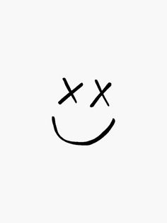 a black and white drawing of a smiley face