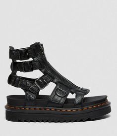 Dr. Martens Olson Milled Nappa Leather Sandal - Black US 9, Women's Black Distressed leather front zip sandal Adjustable ankle straps Cushioned footbed 2 1/4 platform heel. Due to the nature of leather/suede, small variances of color in the skin may occur, this is in no way considered a defect. These are inherent characteristics of leather/suede and will enhance the individual look of your garment.. Upper: Leather. Rubber outsole.. WOMEN'S SHOE SIZE CONVERSION CHART US 5 6 7 8 9 10 11 12 EU 35-3 Dr Martens Shoes Women, Doc Martens Aesthetic, Doc Marten Sandals, Shoe Size Conversion Chart, Leather Strap Sandals, Doc Marten, Dr Martens Boots, Leather Sandals Women, Shoe Size Conversion