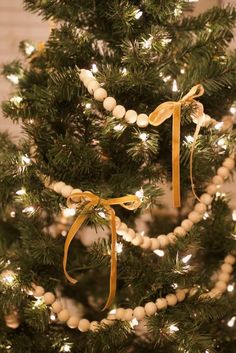 a close up of a christmas tree with lights