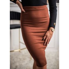 Brown High Waisted Bodycon Pencil Skirt