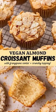 vegan almond croissant muffins with tangerine center and crunchy topping