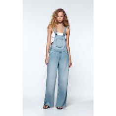 Zara Blue Jeans Jumper Spring Light Wash Overalls For Workwear, Light Wash Summer Overalls For Workwear, Summer Workwear Washed Blue Denim Jumpsuit, Blue Full-length Denim Jumpsuit For Summer, Blue Relaxed Fit Straight Leg Jumpsuits And Rompers, Casual Blue Full-length Jumpsuits And Rompers, Casual Blue Full-length Overalls, Casual Full Length Blue Overalls, Blue Relaxed Fit Straight Leg Overalls