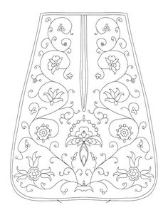 a drawing of a vase with flowers and leaves on the side, in black and white