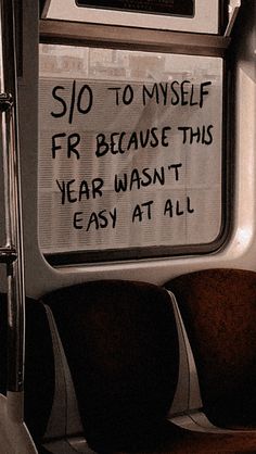 a sign on the side of a bus that says so to myself for because this year i'm not easy at all