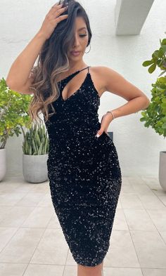 Here's a fabulous short black sequin party dress that is as dazzling as it is figure flattering. Dubbed Venice, this one-shoulder little black dress is fully sequined from the unique cut-out bodice to the hem of the hip-skimming skirt. The short black cocktail dress has an asymmetrical neckline and a tight skirt that ends at knee length for a stylish look at homecoming, fancy dinner parties, and other semi-formal events. Offered in misses and extended sizes, this one-shoulder short black sequin Velvet Sequin Dress, Short Black Cocktail Dress, Black Formal Dress, Bachelorette Party Dress, 2023 Prom, Prom Dresses 2023, Dresses Short Prom, Sequin Party, Sequin Midi Dress