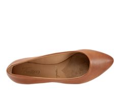 Leather upper,Easy slip-on entry,Approx. 3/4 inch heel,Classic pointed toe,Cushioned leather insole for added comfort,Faux leather outsole,Leather lining,Trotters® branding details | Women's Trotters Estee Flats in Caramel Size 6 Narrow Shoe Carnival, 4 Inch Heels, Minimalistic Design, Ballet Flat, Womens Flats, First Step, Best Seller, Ballet Flats, 4 Inch