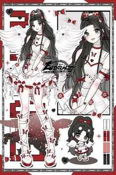 an anime character with long black hair and red eyes, wearing white dress and high heels