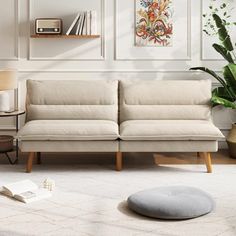 a living room scene with focus on the sofa