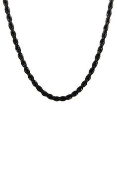 Matte black plating puts a signature spin on a stylish necklace fashioned from smooth stainless steel. Stainless steel/black plate Imported Rope Chain Necklace, Stylish Necklace, Mens Jewelry Necklace, Black Plates, Black Necklace, Rope Chain, Matte Black, Diamond Necklace, Mens Jewelry