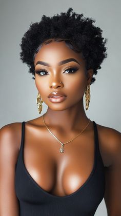 🎭✨ Ethereal Short Natural Hair Short Haircuts for Black Women Secret Must-See 👱 Natural Hair Short, Short Natural Hair, Glossy Hair, Afro Art