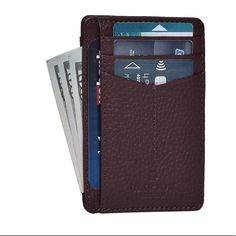 About This Item Leather Lining Minimalist, Slim & Discreet Our Minimalist Wallet Has A Slim And Compact Design But Has Plenty Of Room. It Just Measures 4.4 X 3.7 X 0.4 Inches And Can Still Hold 5 Credit Cards, 1 Id Card, 1 Document / Currency Compartment For You. Slides Easily In Your Back And Front Pocket. Our Wallets For Men Are Designed To Have Convenience, Elegance And Plenty Of Room At The Same Time. It Is Well Suited For Daily Use As It Is Sturdy And Light Travel. 100% Genuine Leather & Du Versatile Business Wallets With Card Slots, Versatile Brown Card Holder With Rfid Blocking, Versatile Brown Wallet With Rfid Blocking, Mens Card Wallet, Leather Agenda, Leather Notepad, Slim Wallet Men, Mulberry Color, Leather Card Holder Wallet