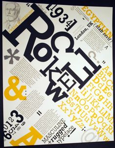 a poster with the words rock and roll written in black, yellow and white on it