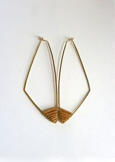 3 Gold Hoops Gold Wire Earring Long Triangle by BellantiJewelry Gold Triangle Minimalist Earrings, Minimalist Gold Triangle Earrings, Gold Triangle Metal Jewelry, Triangle Gold Metal Earrings, Gold Triangle Metal Earrings, Minimalist Gold Earrings With Dangling Beads, Nickel-free Gold Triangle Jewelry, Handmade Geometric Gold Earrings, Minimalist Brass Hoop Earrings For Party