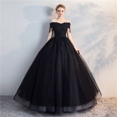 Long Tutu Skirt, Flower Beading, Off Shoulder Ball Gown, Grad Dresses Long, Long Tutu, Black Ball Gown, Lace Beading, Prom Dresses 2018, 파티 드레스