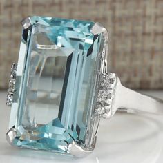 Name: Aquamarine Color: Silver Style: Fashion Material: Alloy Size: 7, 8, 9 Package: 1 Ring Aquamarine Engagement Rings, Ladies Finger Ring, Fashionable Hairstyles, Aquamarine Cocktail Ring, Trendy Ring, Aquamarine Jewelry, Anniversary Jewelry, Aquamarine Ring, Jewelry Wedding Rings