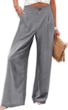 Casual Summer Wide Leg Pants With Button Closure, Casual Wide Leg Pants With Button Closure For Summer, Summer Solid Pants With Buttons, Solid Summer Pants With Buttons, Summer High Waist Wide Leg Pants With Button Closure, High Waist Buttoned Wide Leg Summer Pants, High Waist Wide Leg Summer Pants, Summer Wide-leg Pants With Button Closure, High-waisted Wide Leg Pants With Buttons