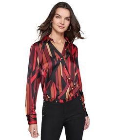 out of stock Paris Woman, Karl Lagerfeld Paris, Satin Top, Geo Print, Karl Lagerfeld, Shirts Tops, Womens Shirts, In Store, Buy Online