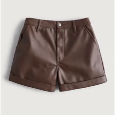 Brand New Leather Shorts Women, Faux Leather Shorts, Hollister Shorts, Women's Bottoms, Leather Shorts, New Clothes, Waist Band, Hollister, Womens Bottoms