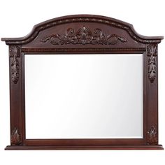 an ornate wooden frame mirror on a white background