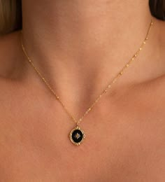 Maelle Necklace – JacqMaria Jewelry Black Prom Dress Gold Jewelry, Vintage Gold Jewelry Aesthetic, Edgy Gold Jewelry, Vintage Necklace Aesthetic, Vintage Jewelry Aesthetic, Gold And Black Jewelry, Gold Jewellery Aesthetic, Black And Gold Jewelry, Black And Gold Necklace