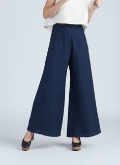 KAAREM Navy Wide Leg Pants With Belt Loops, Versatile Wide Leg Office Bottoms, Modern Full Length Wide Leg Pants For Business Casual, Sleek Wide Leg Dress Pants With Belt Loops, Sleek Wide Leg Bottoms With Belt Loops, Modern High Waist Wide Leg Office Pants, Modern Full-length Wide Leg Pants For Business Casual, Versatile Wide Leg Evening Bottoms, Office Wide Leg Pants With Belt Loops