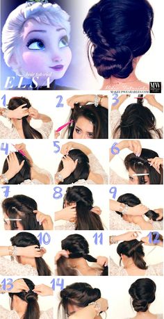 Disney Hair Tutorials Elsa Hairstyle, Elsa Coronation, Elsa Hair, Updo Tutorial, Hair Tutorials, Hair Stuff