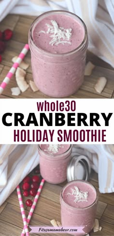 cranberry apple smoothie with gluten free vegan on the side