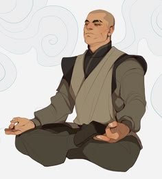 a man sitting in the middle of a yoga pose