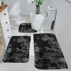 Mixed Color Bath Mats 3 Set Winter Bathroom Rugs For 3 Pcs Toilet Mats Universal Soft Comfort Water Absorption Non Slip Thick Machine Washable Easy To Dry Dark Features: Material: Velvet Fleece, Memory Foam Color: Black Product size: 40cmx60cm/15.7x23.6in, 40x80cm/15.7x31.5in, 40x38cm/15.7x14.9in Packing size: 35cmx10cmx10cm /18x4x4in Gross weight: 310g/0.68lb Net weight: 310g/0.68lb Style: Modern Weave Type: Long Plush, Mixed Colors Product Description: EXTREMELY SOFT & WATER ABSORBENTThick bat Winter Bathroom, Bedroom Toilet, Bathroom Mat Sets, Rug For Bathroom, Rug Shape, Bathroom Rugs And Mats, Bathroom Rug Sets, Lost Hair, Rugs And Mats