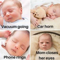 four pictures with different baby names and their expressions