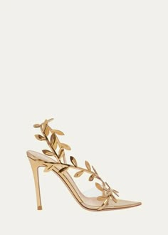 Gianvito Rossi Metallic Branch Stiletto Sandals - Bergdorf Goodman Gianvito Rossi Heels, Gold Wedding Shoes, Fancy Shoes, Stiletto Sandals, Cleanser And Toner, Pretty Shoes, Dream Shoes, Heels Boots, Gianvito Rossi