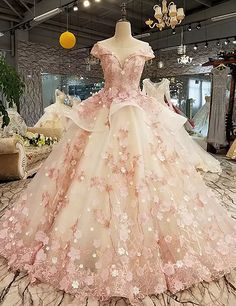 Pink Tulle with Flowers and Beaded Long Party Dress Party Dress Pink, Quinceanera Themes Dresses, Pink Sweet 16, Prom Dresses Long Pink, Quinceanera Dresses Pink, Pretty Quinceanera Dresses, Long Party Dress, Stunning Prom Dresses, Pretty Wedding Dresses