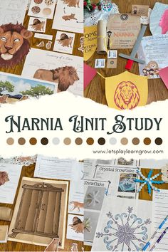 an assortment of animal themed paper and crafting materials with the words, marina unit study